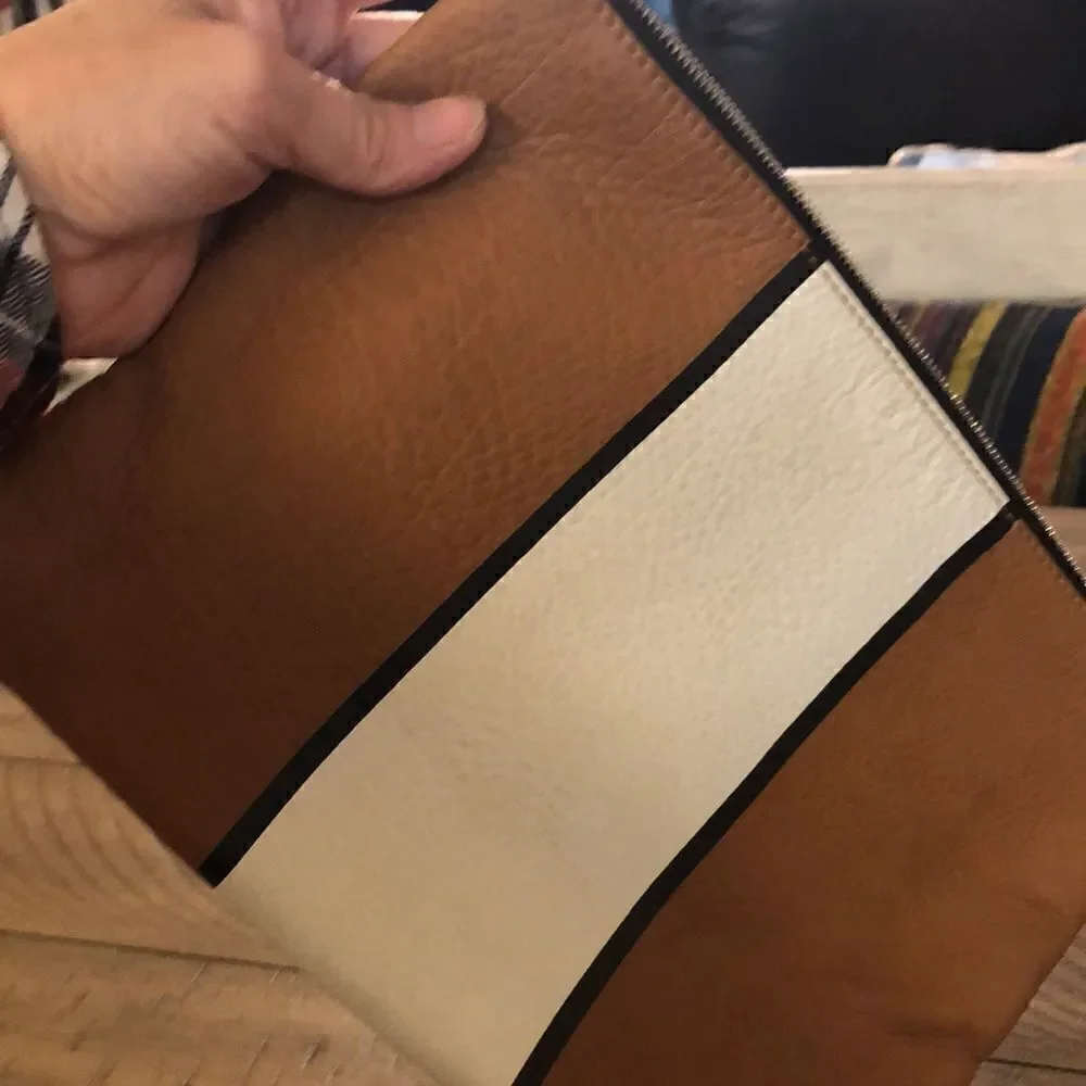 NWOT Armani Exchange leather clutch with Cotton interior credit card holder.